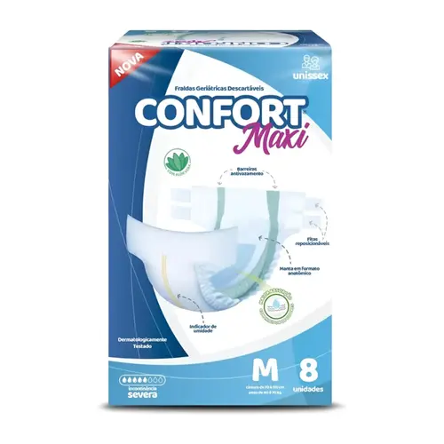 FRALDA GERIATRICA CONFORT MAXI M 8 UNIDADES