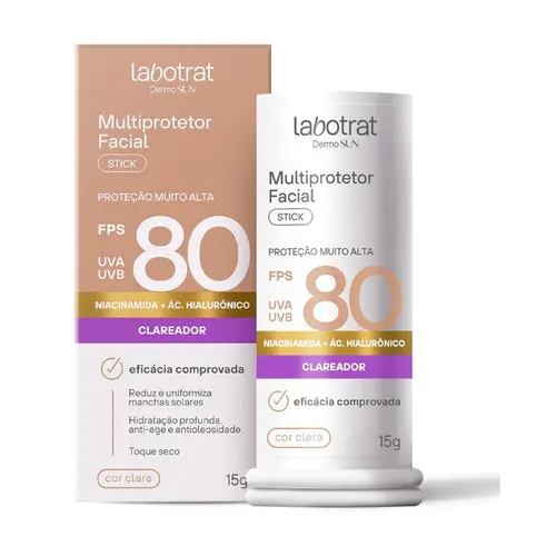 PROTETOR SOLAR FACIAL LABOTRAT EM STICK - COR CLARA FPS 80 15G