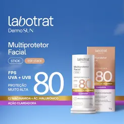 PROTETOR SOLAR FACIAL LABOTRAT EM STICK - COR CLARA FPS 80 15G