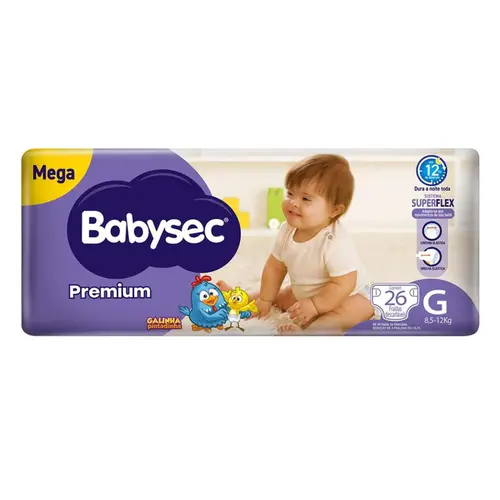 FRALDA BABYSEC PREMIUM SUPERFLEX G 26 UNIDADES