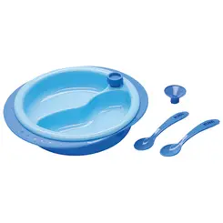 PRATO TERMICO KUKA COM TALHERES COR AZUL