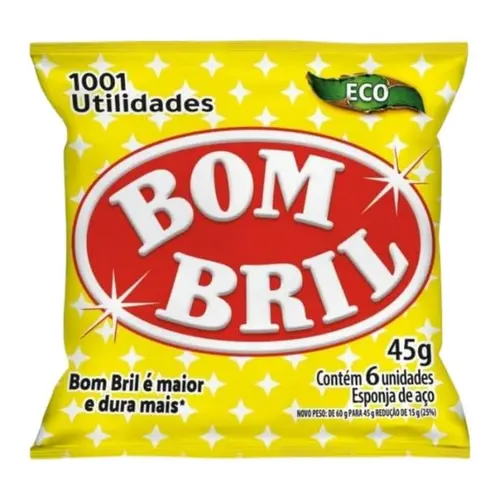 BOM BRIL ESPONJA DE AÇO COM 6 UNIDADES 45G