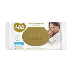 LENÇO UMEDECIDO MILI LOVE & CARE COM 100 UNIDADES