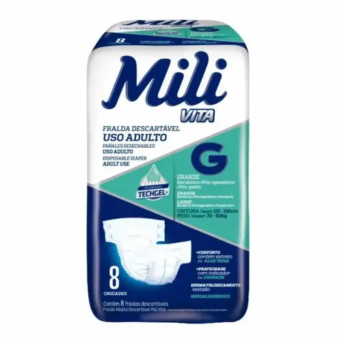 FRALDA GERIATRICA MILI PREMIUM 8 UNIDADES