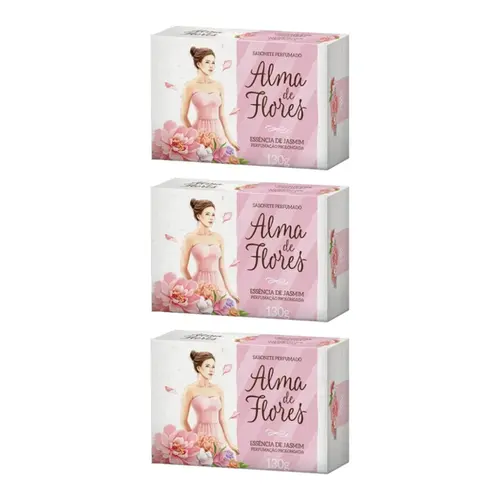 KIT SABABONETE ALMA DE FLORES JASMIM COM 3 UNIDADES 130G
