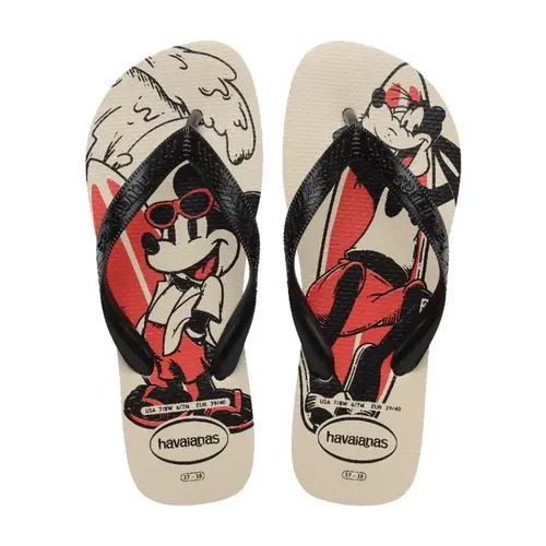 CHINELO HAVAIANAS TOP DISNEY BEGE PALHA TAMANHO 33/34