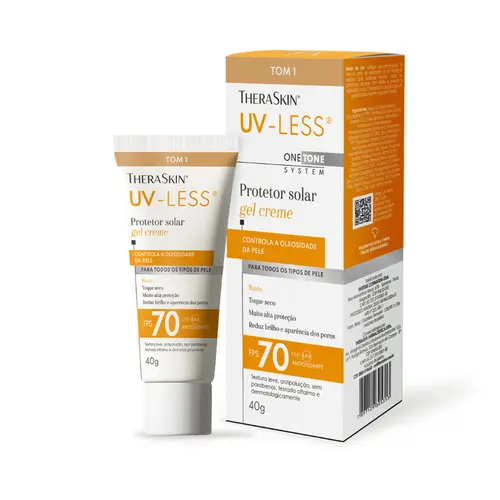 PROTETOR SOLAR FACIAL THERASKIN FPS70 UV LESS COR 1 40G