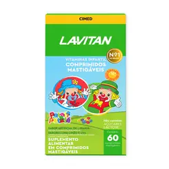 VITAMINA LAVITAN INFANTIL SABOR LARANJA+LIMAO+UVA COM 60 COMPRIMIDOS MASTIGÁVEIS