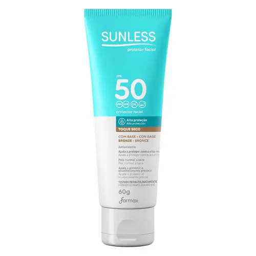 PROTETOR SOLAR FACIAL SUNLESS FPS50 COR BRONZE - EFEITO BASE 60G