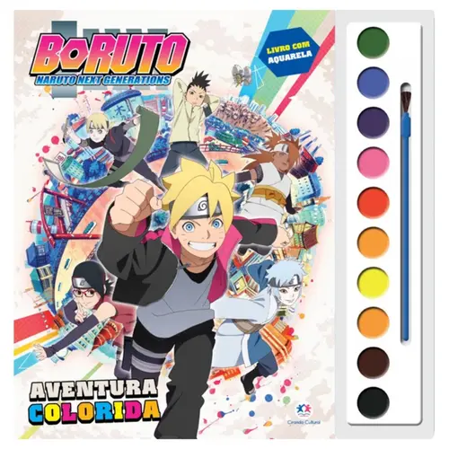 LIVRO AQUARELA BORUTO AVENTURA COLORIDA