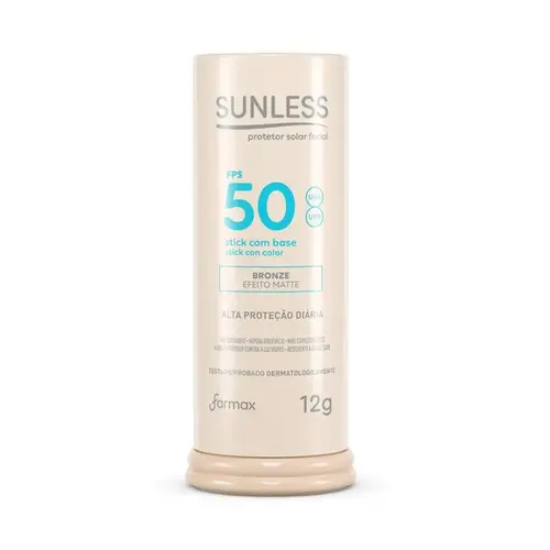 PROTETOR SOLAR EM STICK SUNLESS COM BASE COR BRONZE FPS50 12G