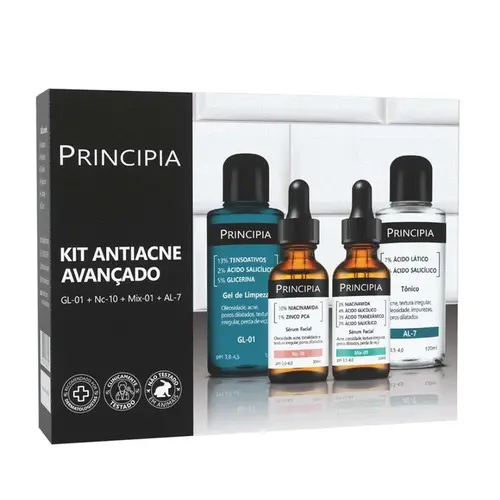 KIT ANTIACNE AVANÇADO PRINCIPIA GL-01 + AL-7 + NC-10 + MIX-01