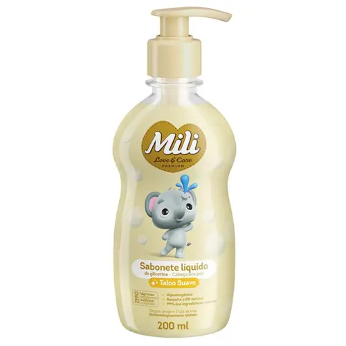 SABONETE LIQUIDO MILI LOVECARE TALCO SUAVE 200ML
