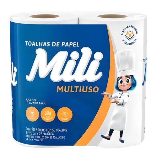 PAPEL TOALHA MILI MULTIUSO COM 110 FOLHAS