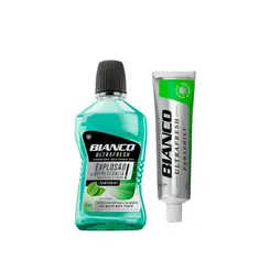 KIT BIANCO POWERMINT ENXAGUANTE BUCAL 500ML + PASTA DE DENTE 70G