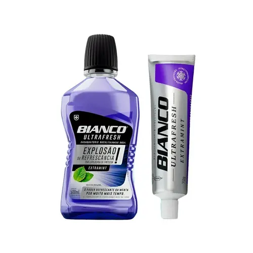 KIT BIANCO EXTRAMINT ENXAGUANTE BUCAL 500ML + PASTA DE DENTE 70G
