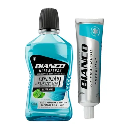 KIT BIANCO SUPERMINT ENXAGUANTE BUCAL 500ML + PASTA DE DENTE 70G