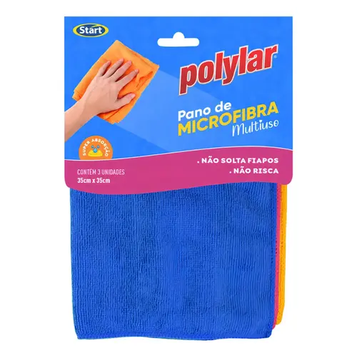 PANO MICROFIBRA POLYLAR KIT COM 3 UNIDADES