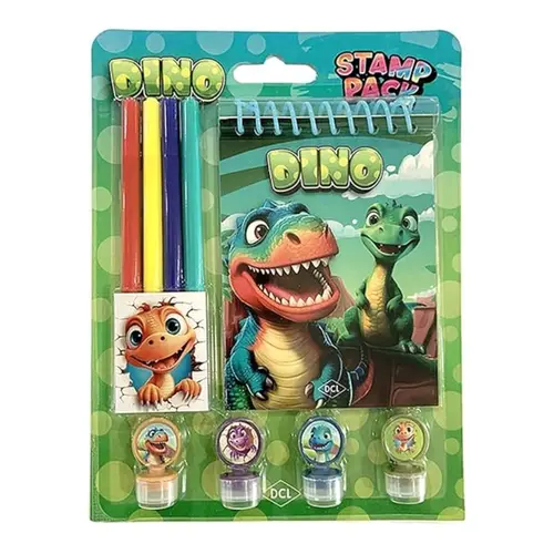 LIVRO INFANTIL STAMP PACK DINOSSAUROS COM CARIMBO DCL