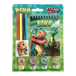 LIVRO INFANTIL STAMP PACK DINOSSAUROS COM CARIMBO DCL