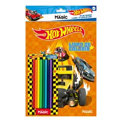 LIVRO DE COLORIR COM KIT DE LAPIS DE COR HOT WHEELS MAGIC KIDS