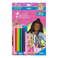LIVRO DE COLORIR INFANTIL COM KIT LAPIS DE COR BARBIE MAGIC KIDS