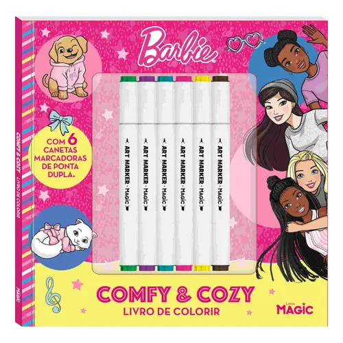 LIVRO BARBIE COMFY E COZY COM 6 CANETAS MAGIC KIDS