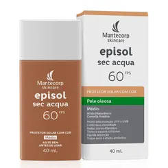 MANTECORP PROTETOR SOLAR FACIAL EPISOL SEC ACQUA COR MEDIO FPS60 40ML