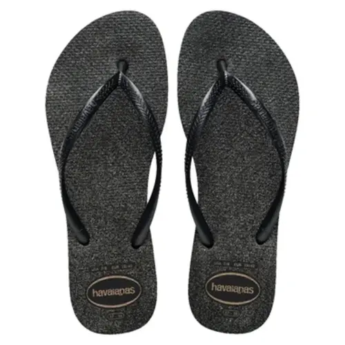 CHINELO HAVAIANAS SLIM GLOSS PRETO/PRATA TAM 33