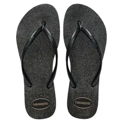 CHINELO HAVAIANAS SLIM GLOSS PRETO/PRATA TAM 33