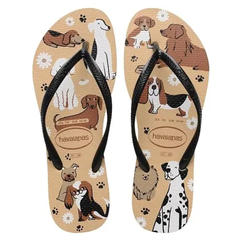 CHINELO HAVAIANAS SLIM PETS DOURADO/PRETO TAM 27/28