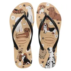 CHINELO HAVAIANAS SLIM PETS DOURADO/PRETO TAM 31/32