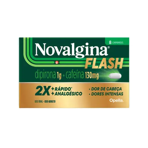 NOVALGINA FLASH DIPIRONA 1G + CAFEÍNA 130MG COM 8 COMPRIMIDOS