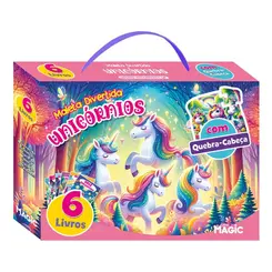 MALETA UNICORNIO 6 LIVROS + 1 QUEBRA CABEÇA MAGIC KIDS
