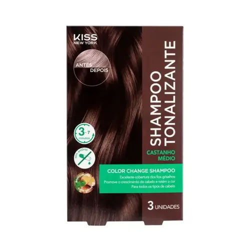 SHAMPOO TONALIZANTE KISS NEW YORK COLOR CHANGE CASTANHO MEDIO