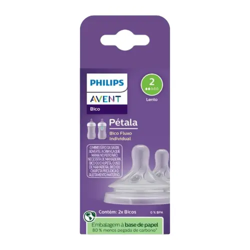 BICO DE MAMADEIRA PHILIPS AVENT PETALA TAMANHO 2 COM 2 UNIDADES