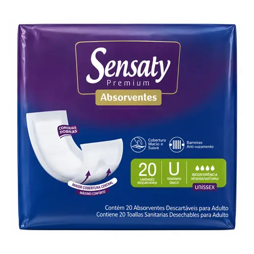 ABSORVENTE GERIATRICO SENSATY TAMANHO UNICO COM 20 UNIDADES