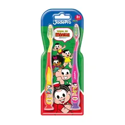 ESCOVA DE DENTE JADEPRO TURMA DA MONICA COM VENTOSA MACIA 2 UNIDADES