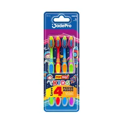 ESCOVA DE DENTE JADEPRO POPMAX KIDS MACIA 4 UNIDADES