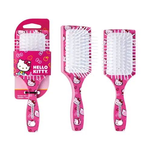 ESCOVA DE CABELO HELLO KITTY ALMOFADADA QUADRADA PEQUENA REF 11400