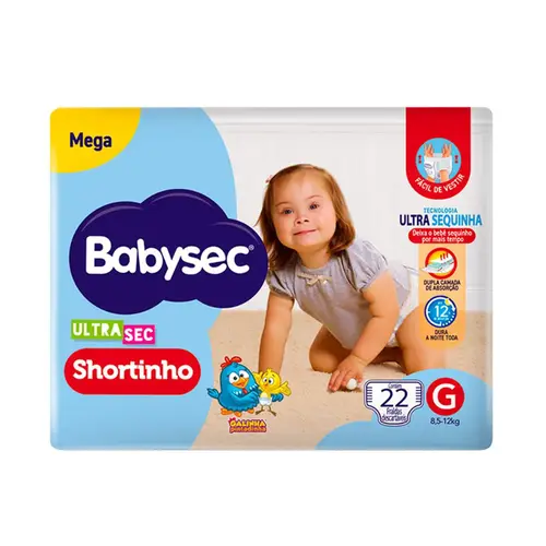 FRALDA BABYSEC SHORTINHO ULTRASEC MEGA G 22 UNIDADES