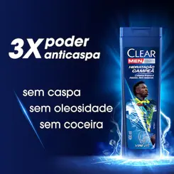 SHAMPOO ANTICASPA CLEAR MEN HIDRATAÇÃO CAMPEÃ 200ML