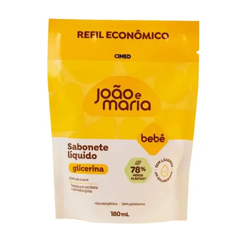 SABONETE JOAO E MARIA BEBE LIQUIDO REFIL 180ML