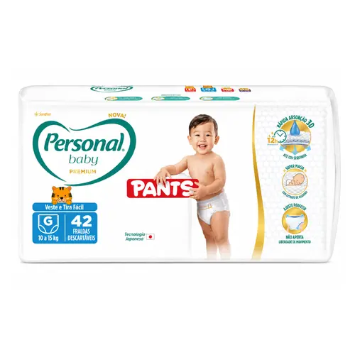 FRALDA PERSONAL PREMIUM PANTS G COM 42 UNIDADES