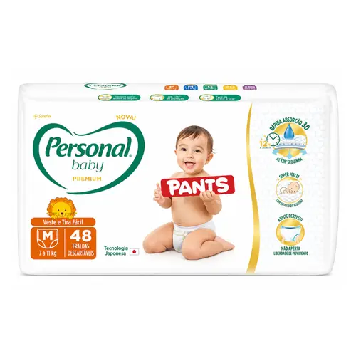 FRALDA PERSONAL PREMIUM PANTS M COM 48 UNIDADES