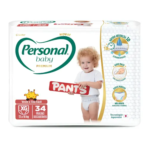FRALDA PERSONAL PREMIUM PANTS XG COM 34 UNIDADES