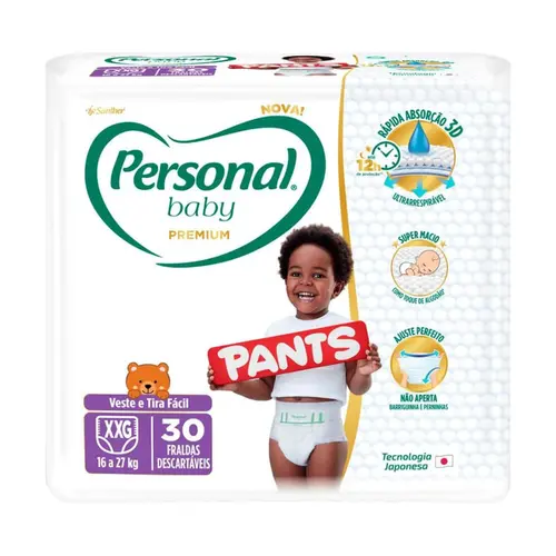 FRALDA PERSONAL PREMIUM PANTS XXG COM 30 UNIDADES