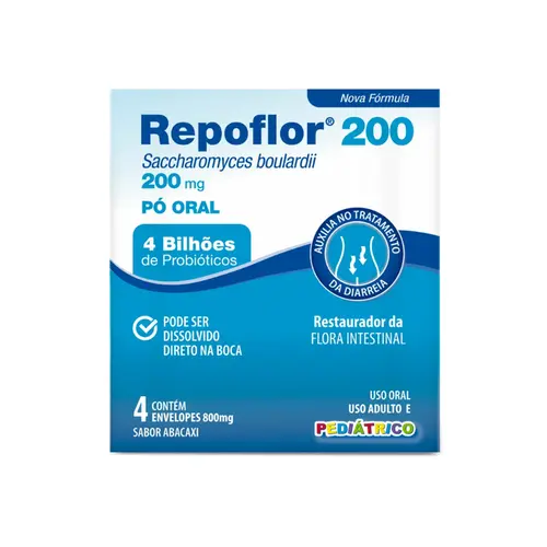 PROBIOTICO REPOFLOR 200MG COM 4 ENVELOPES SABOR ABACAXI