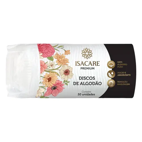 ALGODÃO ISACARE DISCO PREMIUM COM 100 UNIDADES