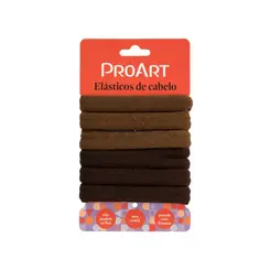 ELASTICO DE CABELO PROART COM 6 UNIDADES MARROM